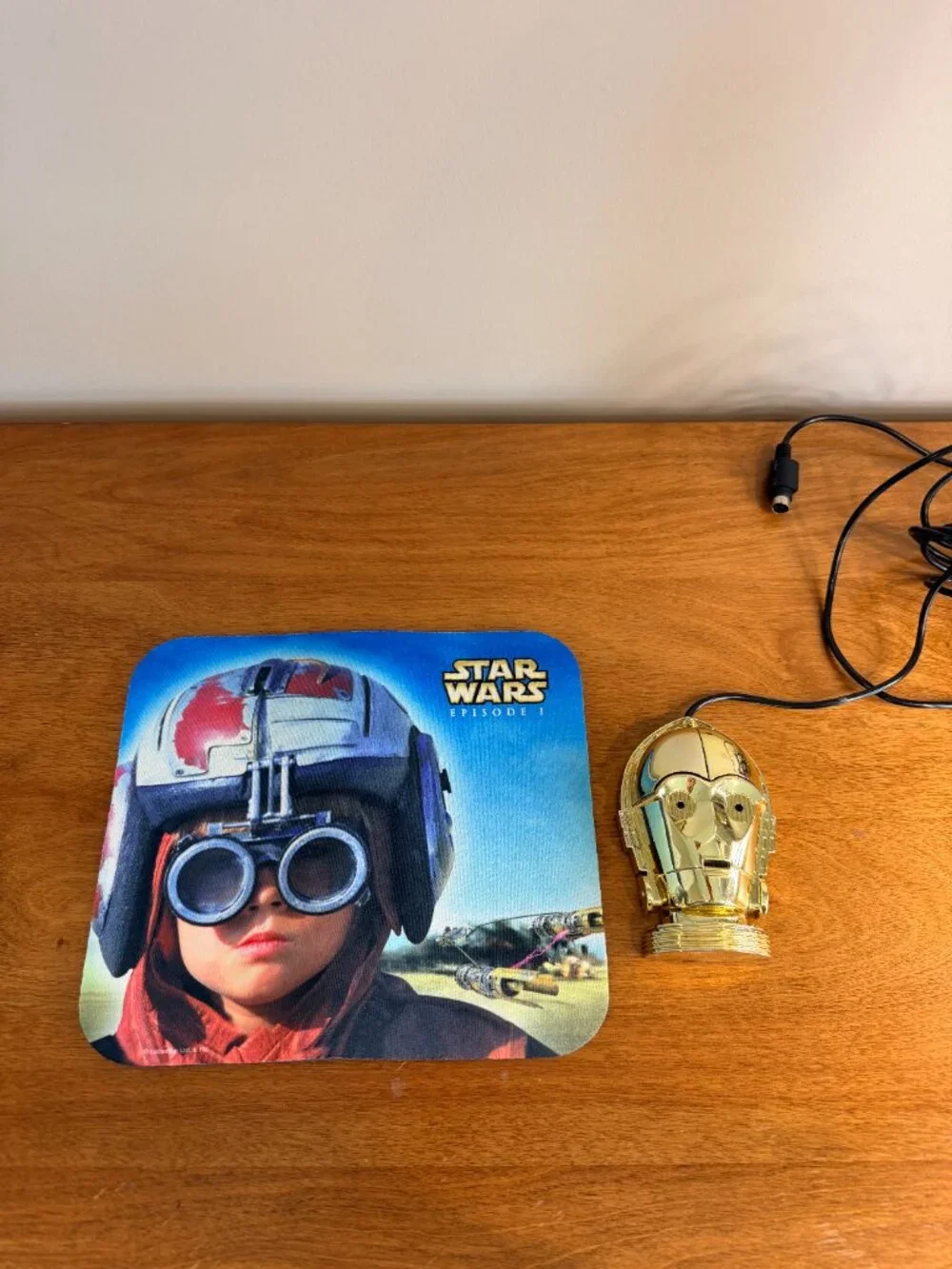Vintage 1990s Star Wars C-3PO Computer Mouse & Anakin Skywalker Mouse Pad Bundle